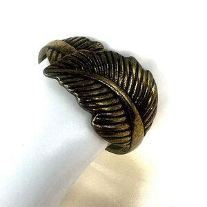 Brass tone leaf hinged bangle bracelet